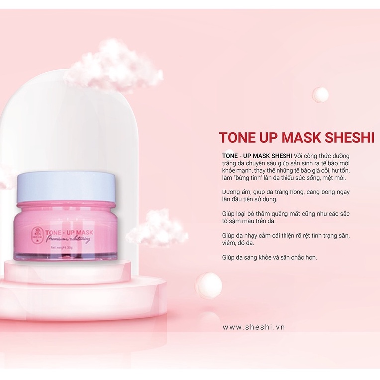 Mặt nạ dưỡng trắng SHESHI - tone up mask chính hãng,dưỡng ẩm,trắng da,tàn nhang,nâng tone,cấp ẩm,không cồn, thiên nhiên