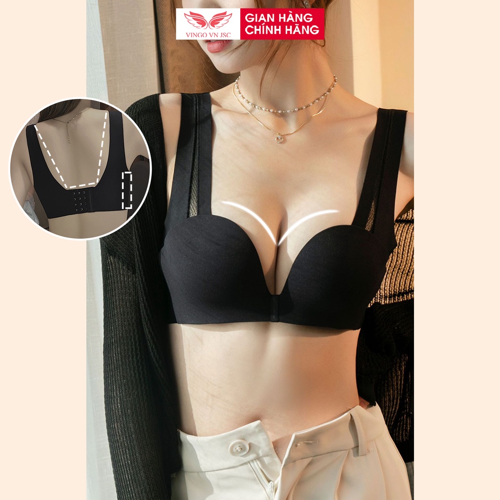 Áo ngực nữ đúc su không gọng nâng ngực tạo khe VINGO mút vừa không viền lưng chữ U mặc đầm hở lưng dự tiệc S361 VNGO