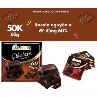 Socola đen, ít ngọt nguyên chất độ đắng 60%