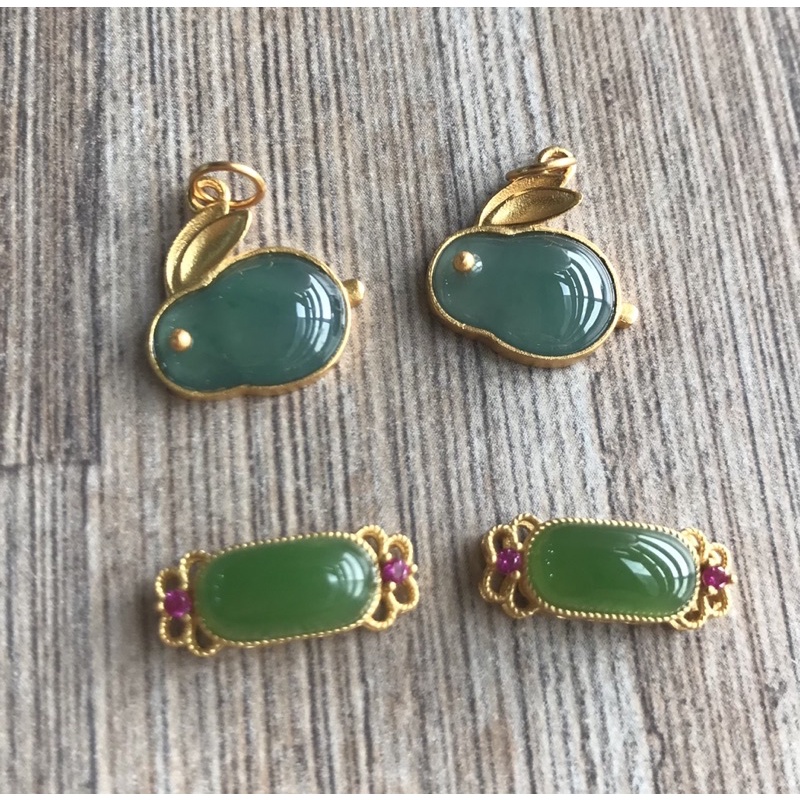 Charm bạc 925 hình thỏ Jadeite Jade A