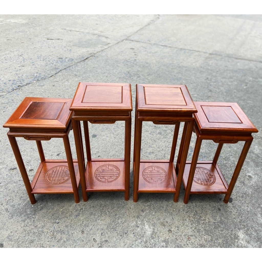 Đôn vuông chân tròn kê phòng khách gỗ hương cao 50,60,70,80cm