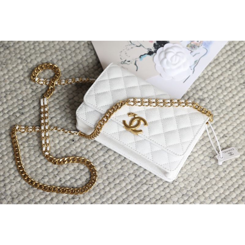 Túi xách nữ C.N Woc da thật sz19cm dây xích bản mới cực xinh box nam châm