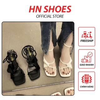 Giày sandal cao gót 7p phối dây xoắn cá tính hn shoes n38