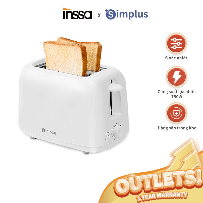Máy nướng bánh mì sandwich INSSA DSLU001 tự động 2 ngăn mini làm bữa sáng tiện lợi
