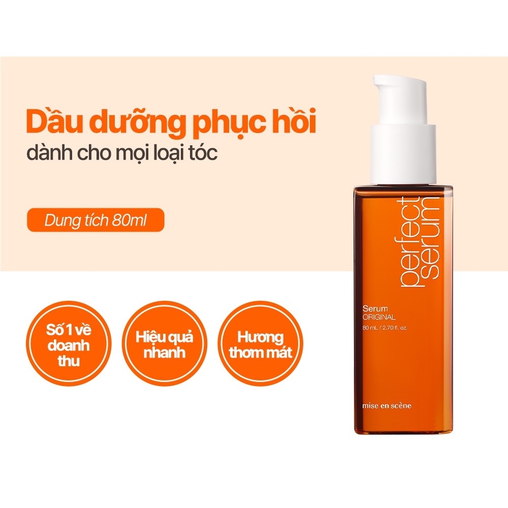 Tinh chất mise en scene Perfect Serum Original 80ml giúp tóc chắc khỏe, phục hồi hư tổn