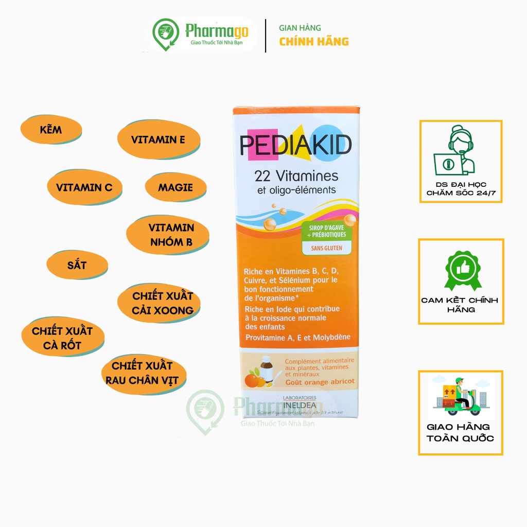 VITAMIN PEDIAKID APPETIT TONUS (125ML) Siro Cho Bé Biếng Ăn Giúp Bé Ăn Ngon Tăng Sức Đề Kháng Cho Trẻ Từ 6 tháng tuổi