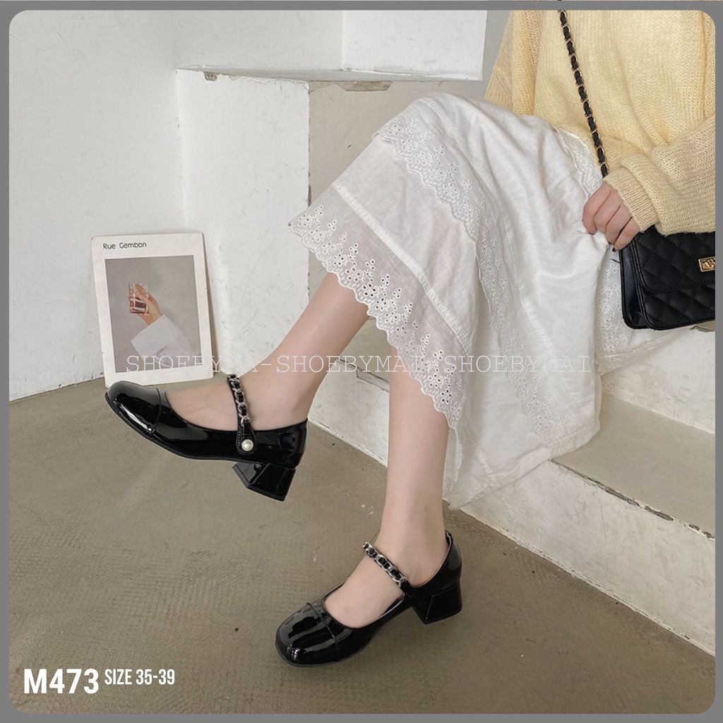 Giày búp bê quai hậu gắn xích cá tính M473