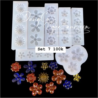 Khuôn silicon set 7 vĩ hoa đào cúc mai hướng dương