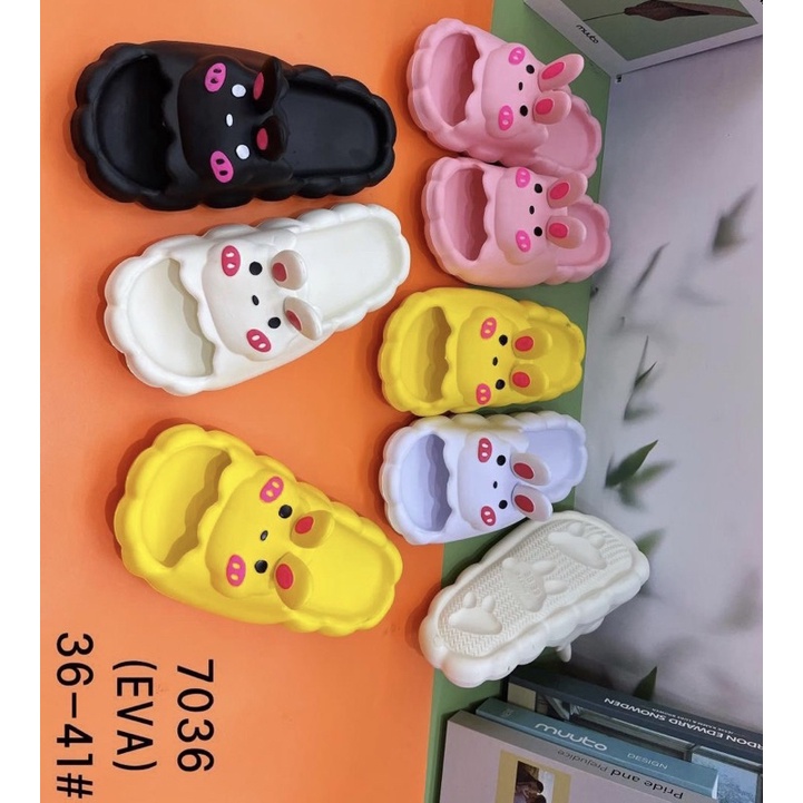 Dép bánh mì hình tai thỏ dễ thương cho bé gái chất cao su siêu nhẹ- Có size mẹ con
