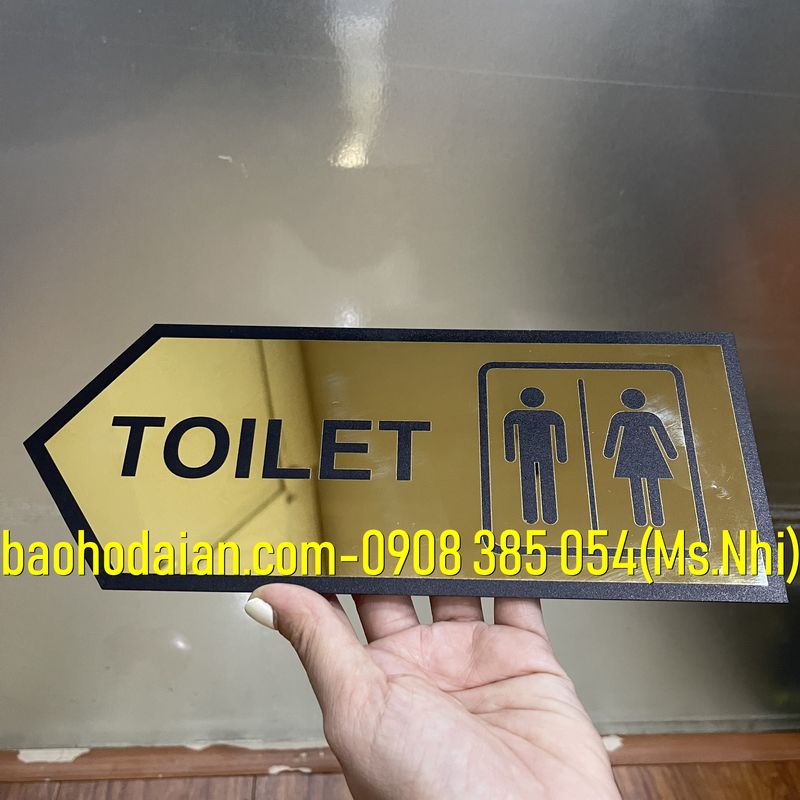 Biển chỉ dẫn nhà vệ sinh toilet chất liệu inox in uv sang trọng KT10x25cm