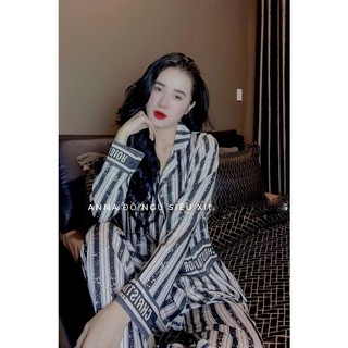 Đồ bộ nữ tay dài lụa gấm xước
