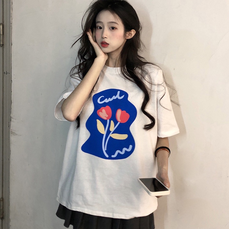 IELGY   IELGY Áo Thun Tay Ngắn Dáng Rộng In Chữ IELGY  Thời Trang Cho Nữ