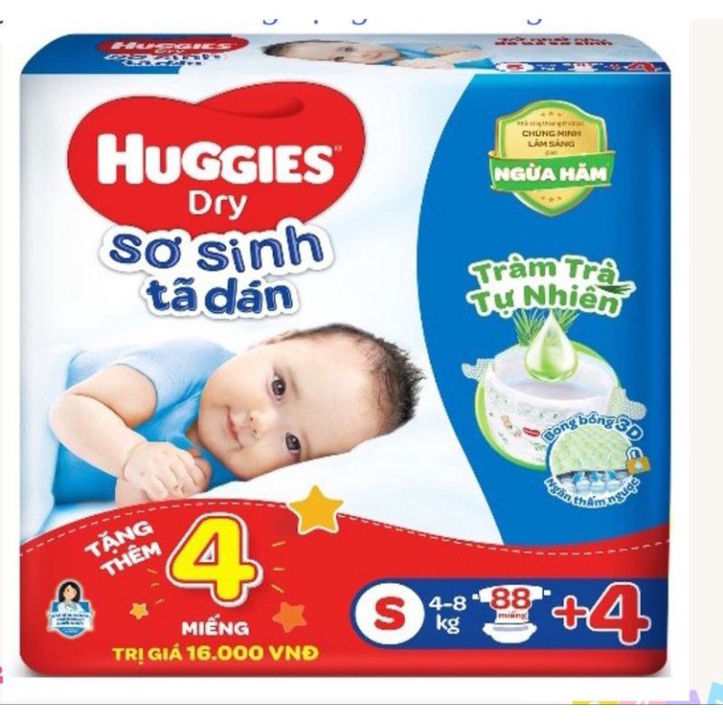 Tã dán sơ sinh Huggies S88 Tràm Trà mới