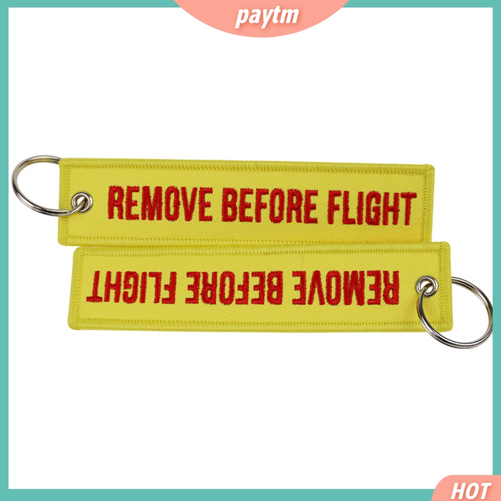 (PTM) Móc khóa thêu chữ Remove Before Flight