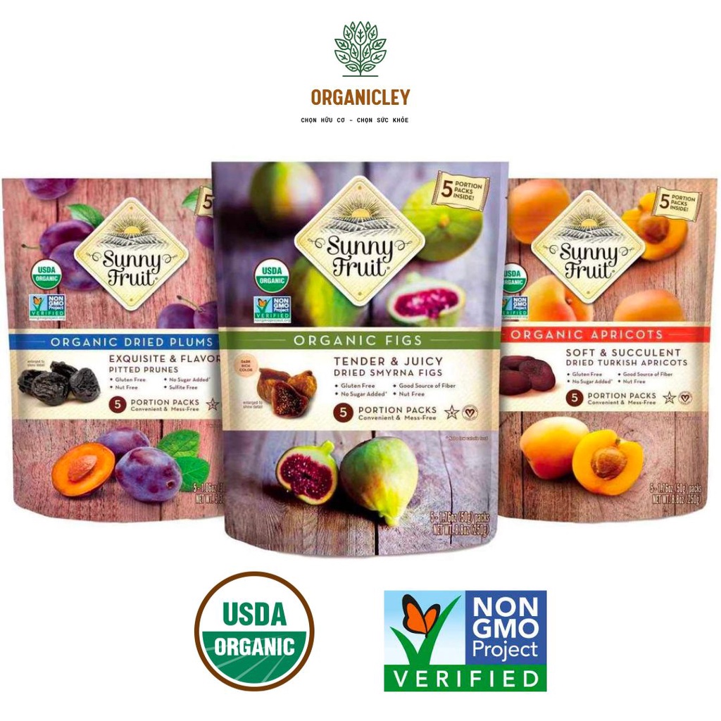 Trái Cây Hữu Cơ Sấy Khô Sunny Fruit Organic (Mơ Khô, Sung, Nho, Mận, Cherry) - Trái Cây Sấy Nhập Khẩu - Hoa Quả Sấy Khô