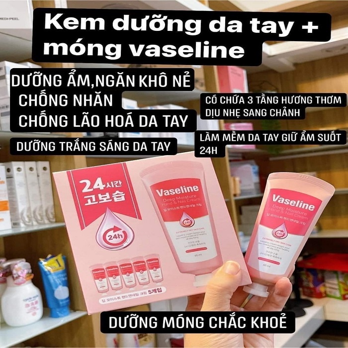 Kem Dưỡng Da Tay & Móng Vaseline 24h Deep Moisture Hand & Nail Cream - 60ml