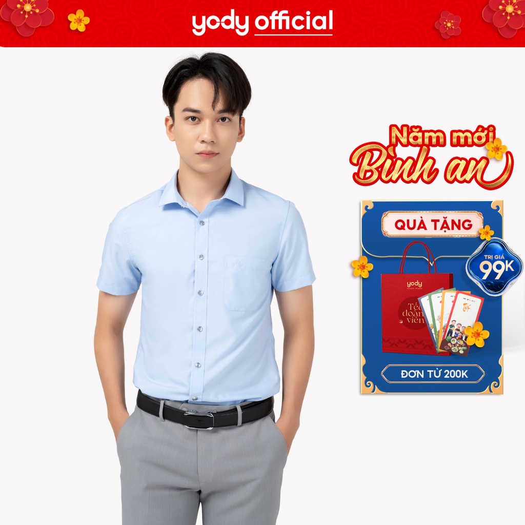 Áo Sơ mi Nam YODY cộc tay có túi ngực chất liệu mềm mịn chống nhăn SNM5005