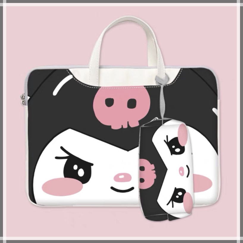 Túi đựng máy tính xách tay bằng PU chống thấm nước hoạt hình Cinnamoroll và Kuromi kích cỡ 12 13 15 14 15.6 17.3 inch