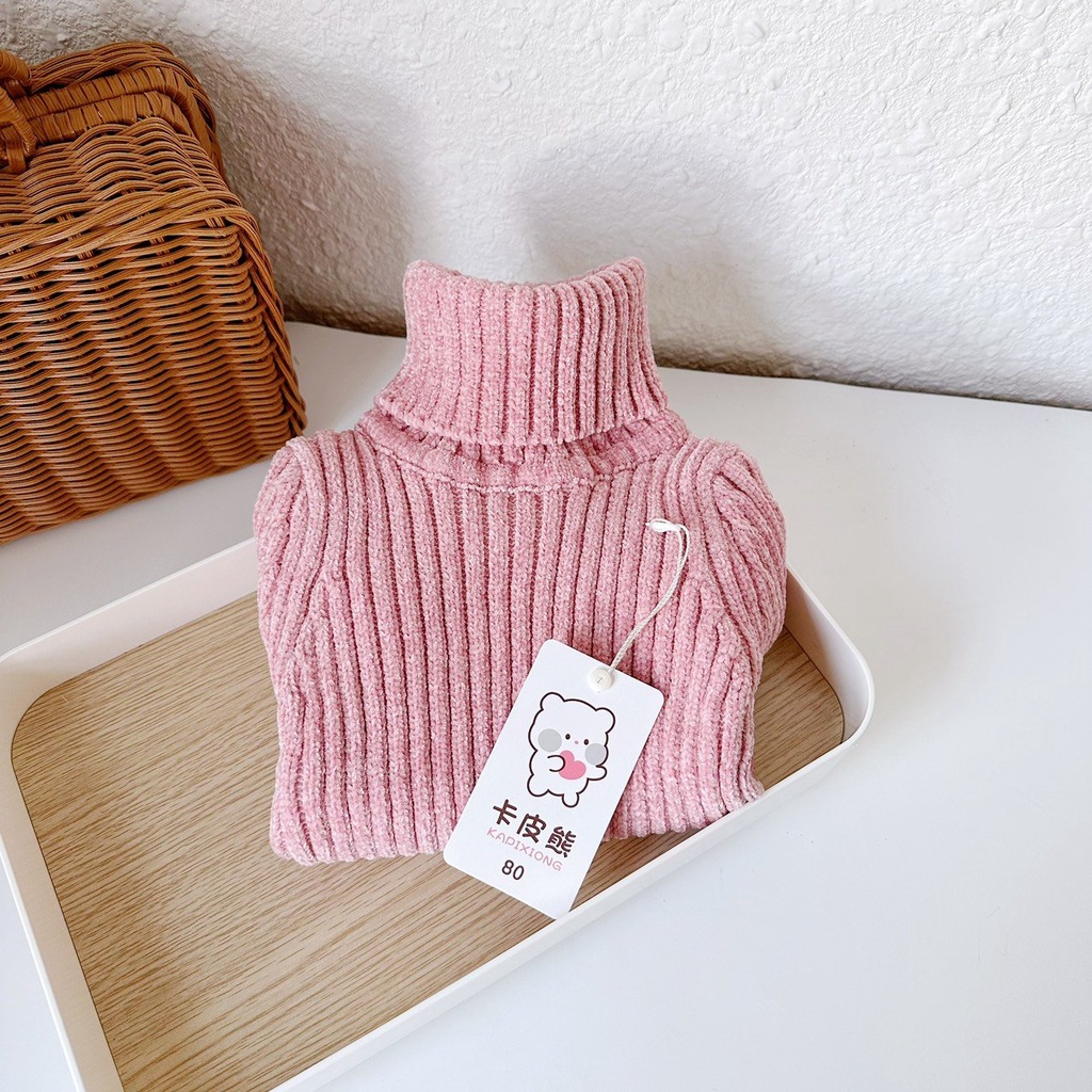 Áo len tuyết nhung cổ cao cho bé trai, bé gái hàng Quảng Châu loại 1