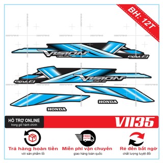 Tem rời vision 2012 mẫu zin xanh đen - thu decal