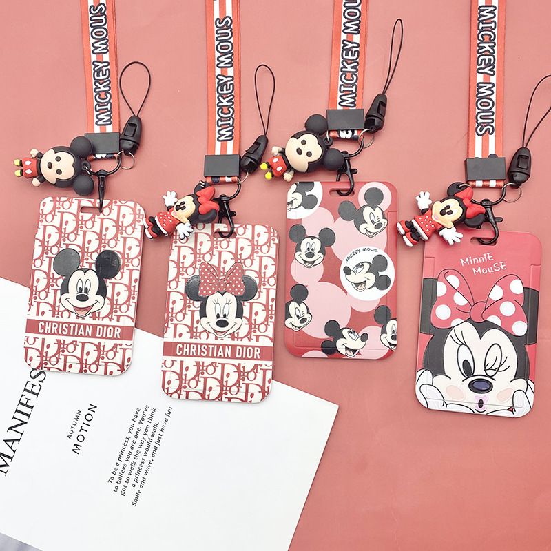 Dây đeo bảng tên/ thẻ ID dành cho học sinh/ sinh viên/ nhân viên văn phòng in hình Mickey/Minnie đáng yêu