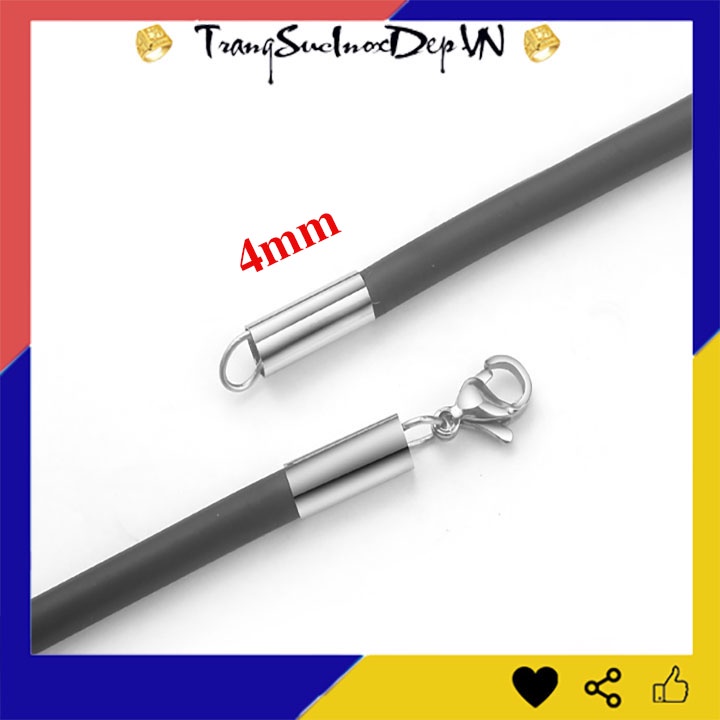 Dây chuyền cao su cao cấp 4ly đầu bọc khóa inox cao cấp không đen, không gỉ, hợp thời trang