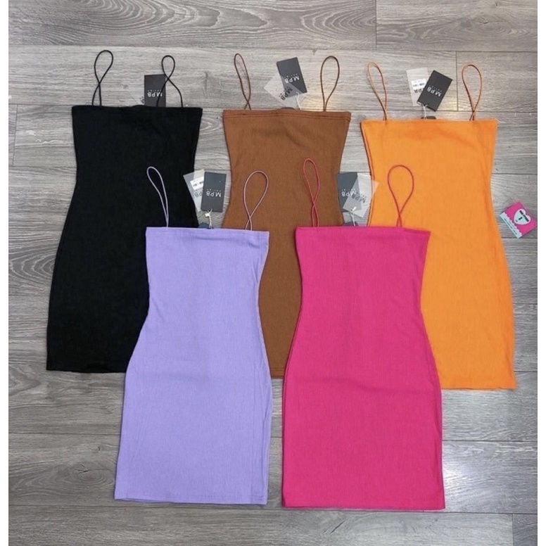 Bần Body Ôm Hai Dây Màu Sắc Basic Chất Thun Gân CC0047