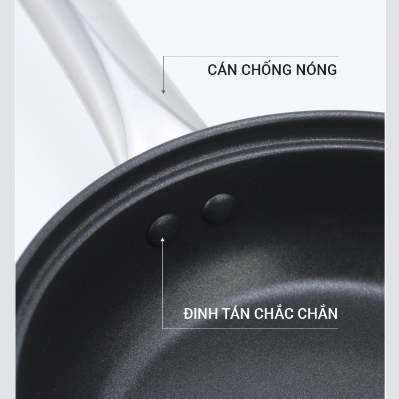 Chảo Inox Chống Dính Bếp Từ Kalpen Gliter Size 16cm 18cm 20cm 22cm Dùng Được Trên Mọi Loại Bếp
