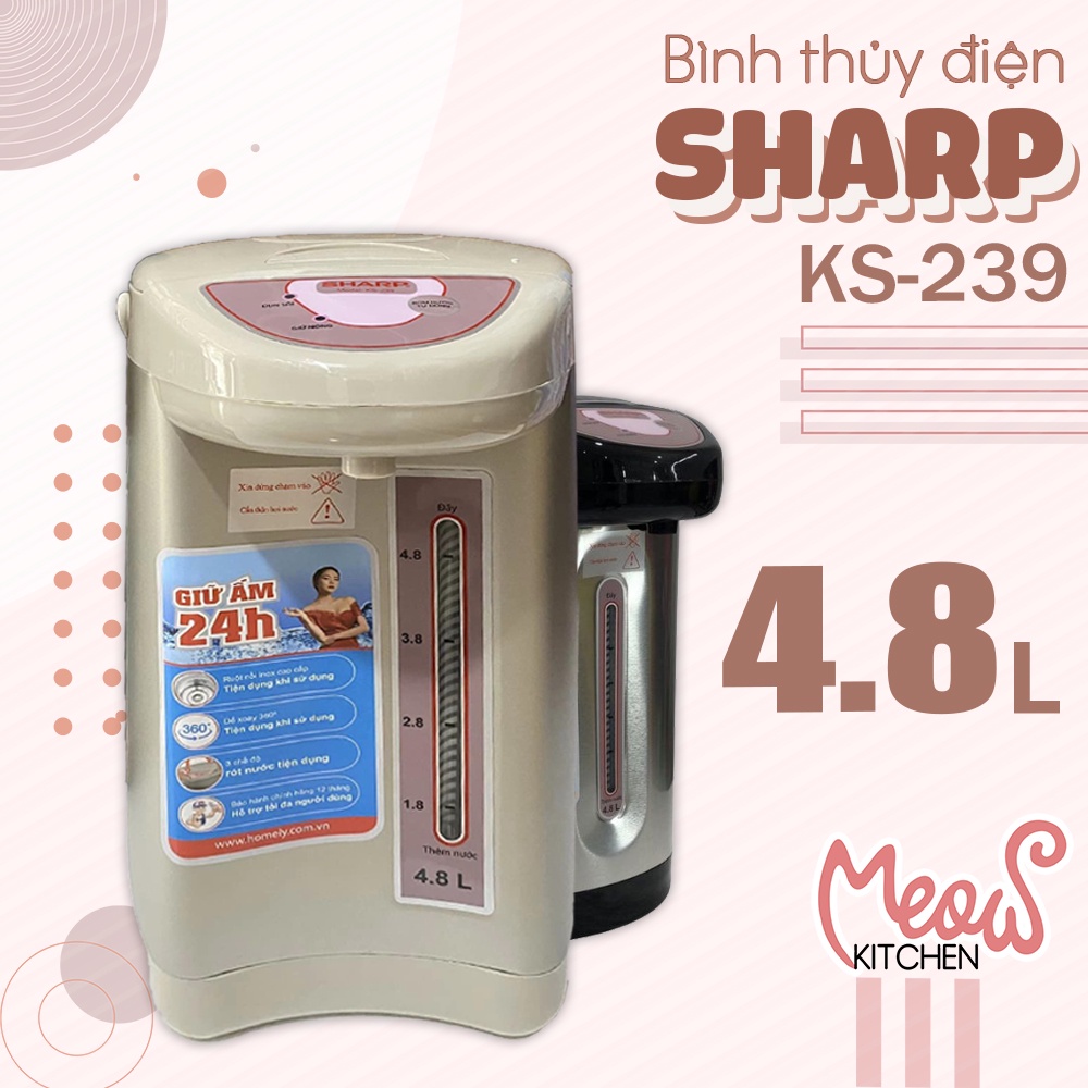 Bình thủy điện Sharp KS239 - Dung tích 4.8 lít - Bình thủy điện SHARP - Ấm đun siêu tốc - Bình giữ nhiệt cỡ đạ