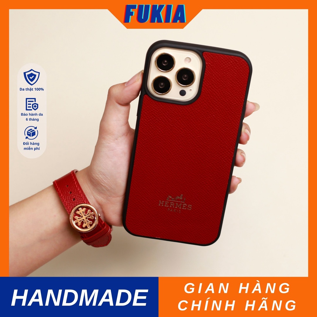 Combo dây và ốp da thủ công Epsom Đỏ Đô khắc chữ dành cho Đồng hồ thông minh/ Đồng hồ cơ và Iphone CB087