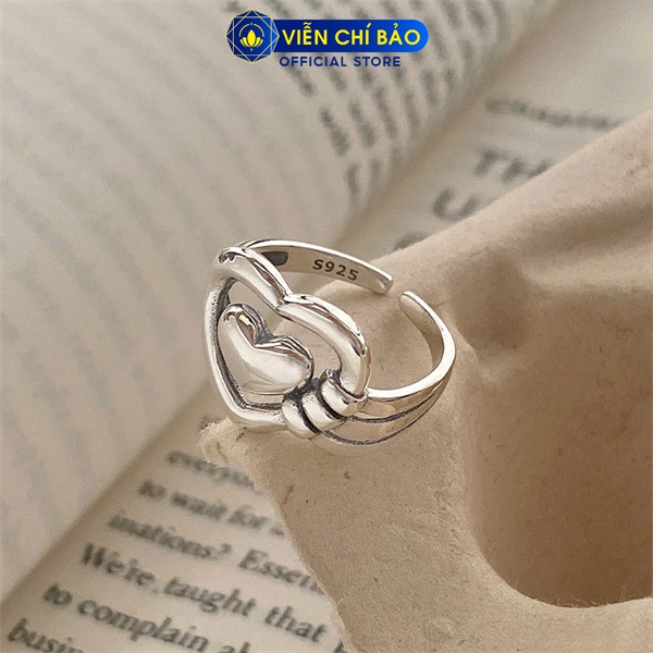 Nhẫn bạc nữ tim bản to, xoắn cách điệu chất liệu bạc 925 thời trang phụ kiện trang sức Viễn Chí Bảo N000841 N000842