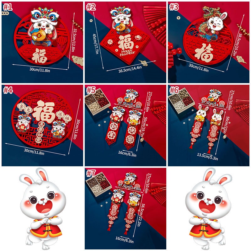 Phụ Kiện Trang Trí Cửa Hình Thỏ 3D Mừng Năm Mới