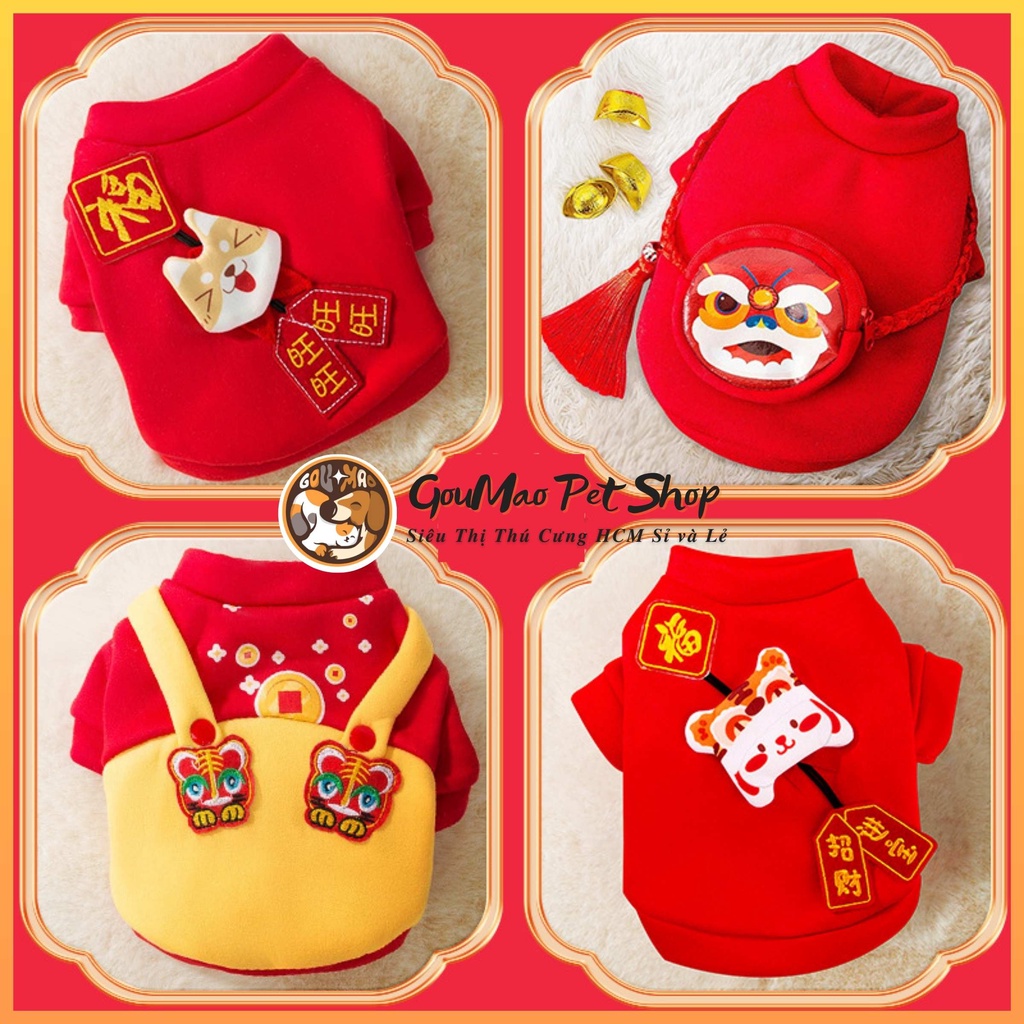 Áo tết cho chó mèo , mẫu mới siêu xinh hàng cao cấp HIPIDOG - GOUMAO PET