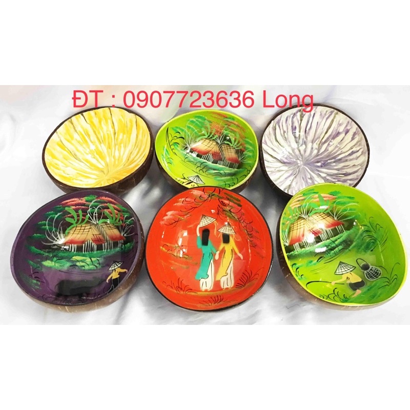 Gáo dừa vẽ sơn mài đủ họa tiết, đúng hàng loại 1 To , Đẹp , thân thiện với môi trường