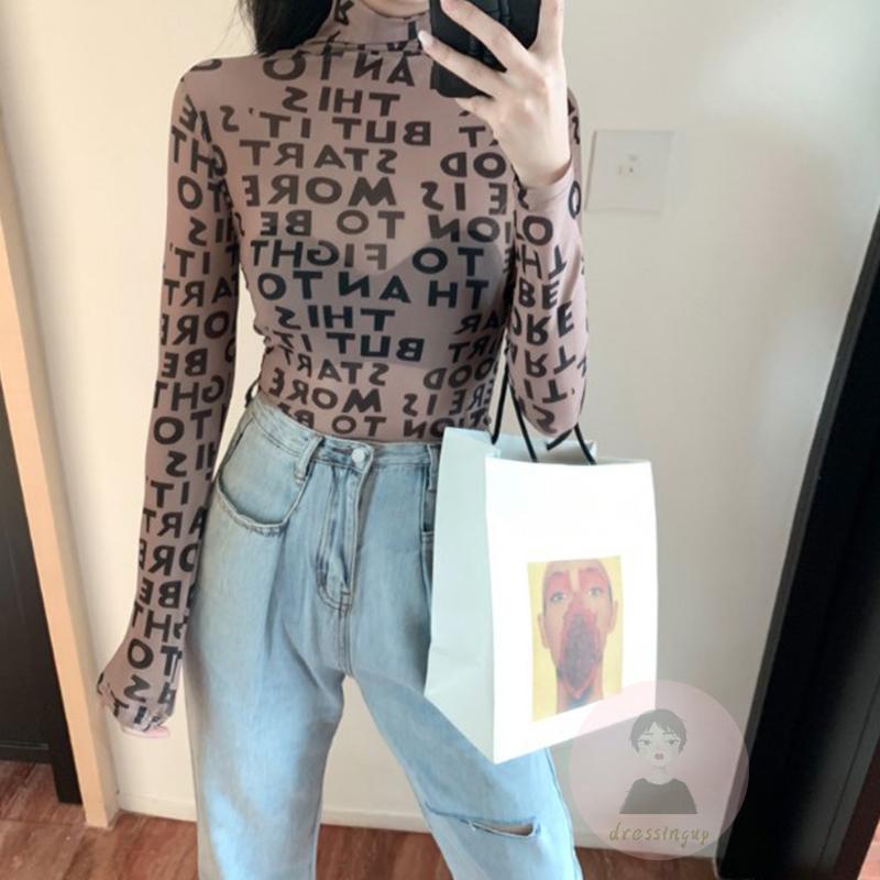 Áo Thun Dài Tay In Chữ Phong Cách Vintage Cho Nữ