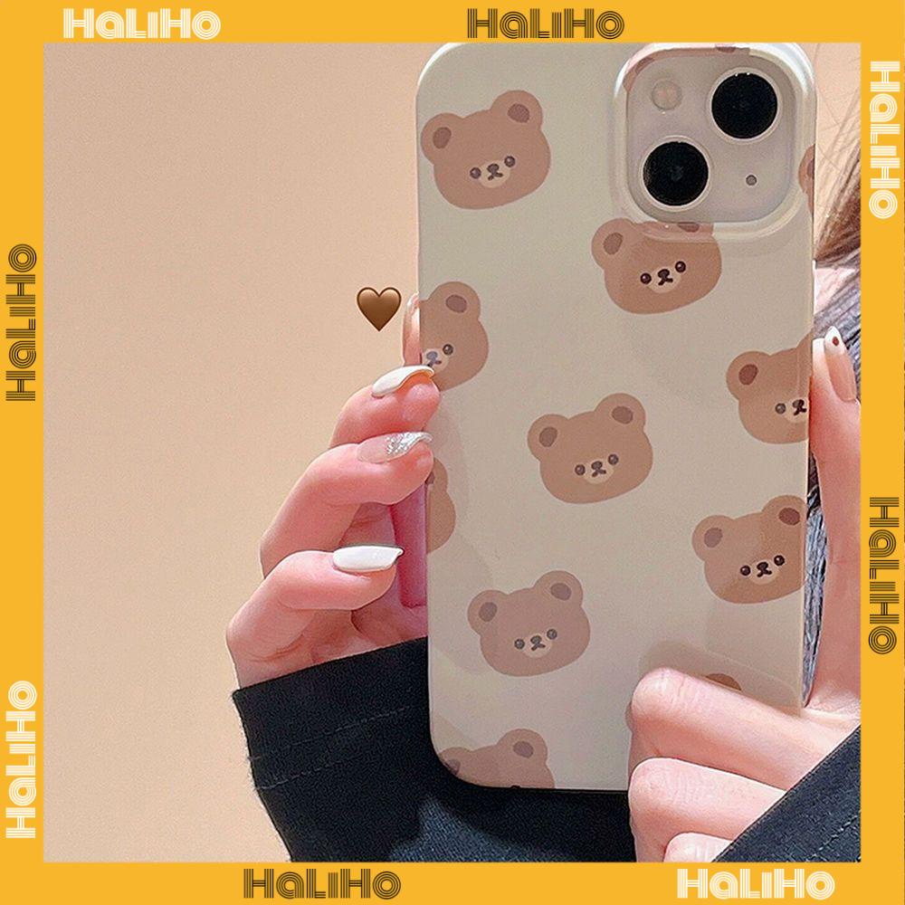 Case iPhone 14 Pro Max Soft TPU Candy Case Cute Little Bears Glossy Khaki Case Camera Protection Shockproof For iPhone 13 12 11 Plus Pro Max 7 Plus X XR