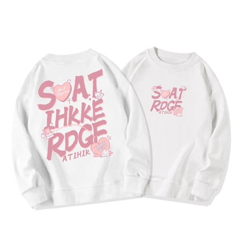 HUANG YOYO Áo Thun Nữ Dài Tay Cổ Tròn In Chữ Thời Trang Hàn Quốc