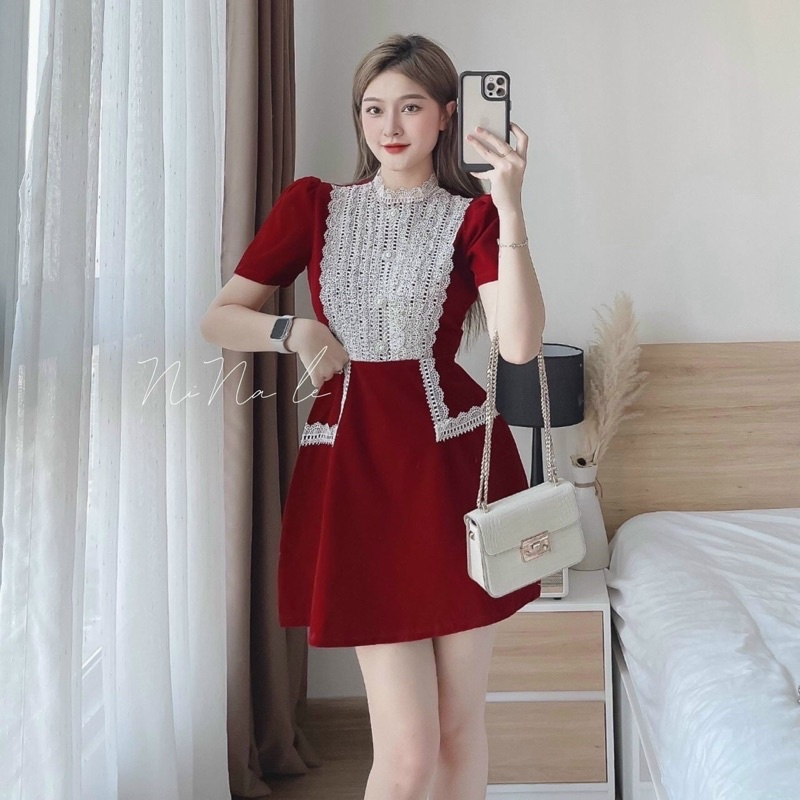 Đầm nhung 2 da cao cấp sang chảnh