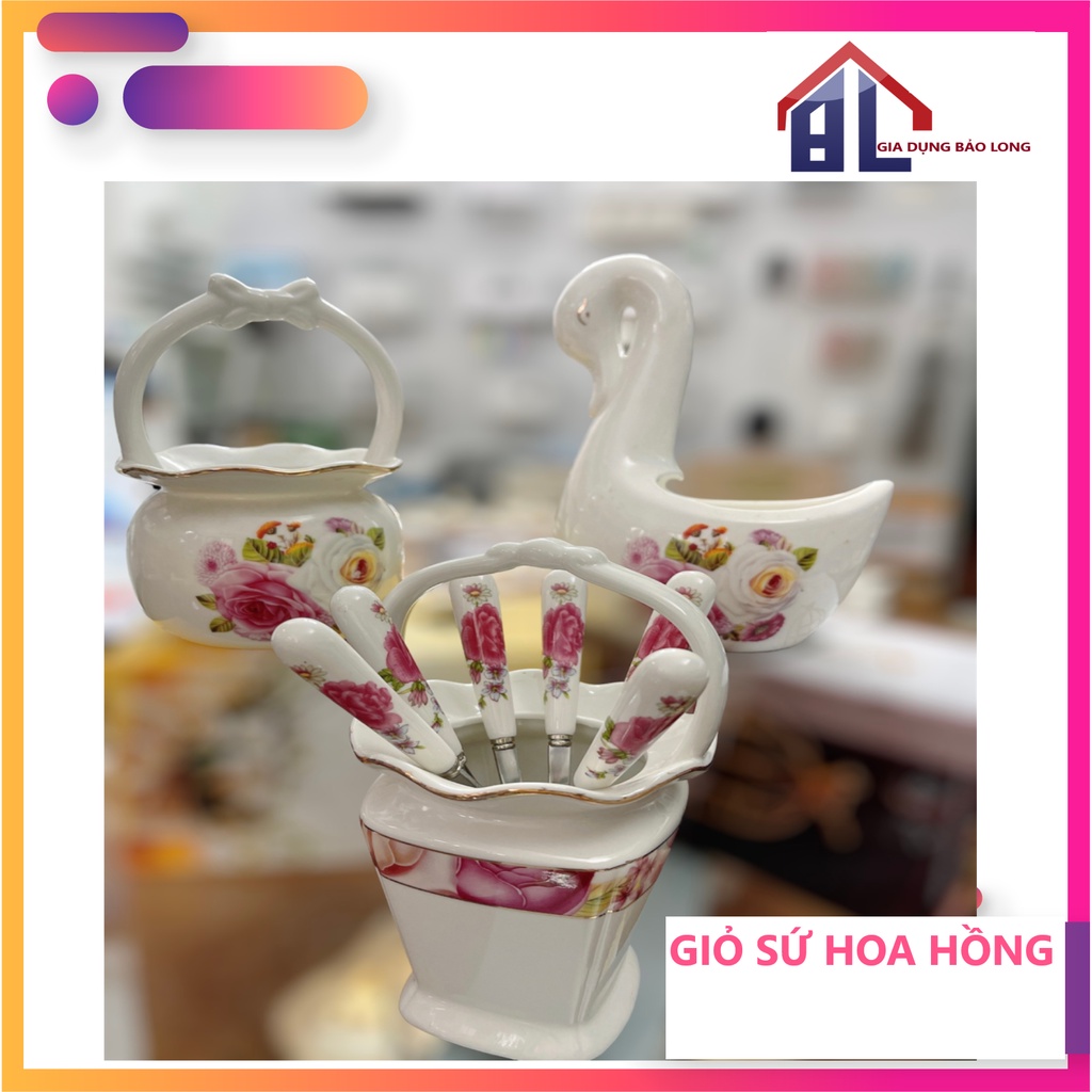 GIỎ SỨ TRANG TRÍ ĐỂ ĐŨA, THÌA, DĨA CAO CẤP