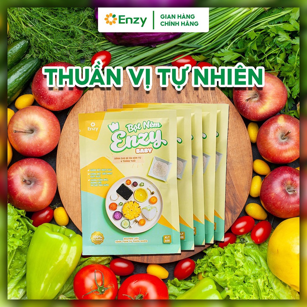 Gia vị ăn dặm cho bé Enzy Food, Combo 3 Vị Gia Vị Rắc Cơm Cho Bé, Hạt Nêm Rau Củ 80g, Hạt Nêm Baby 60g Thuần Tự Nhiên.
