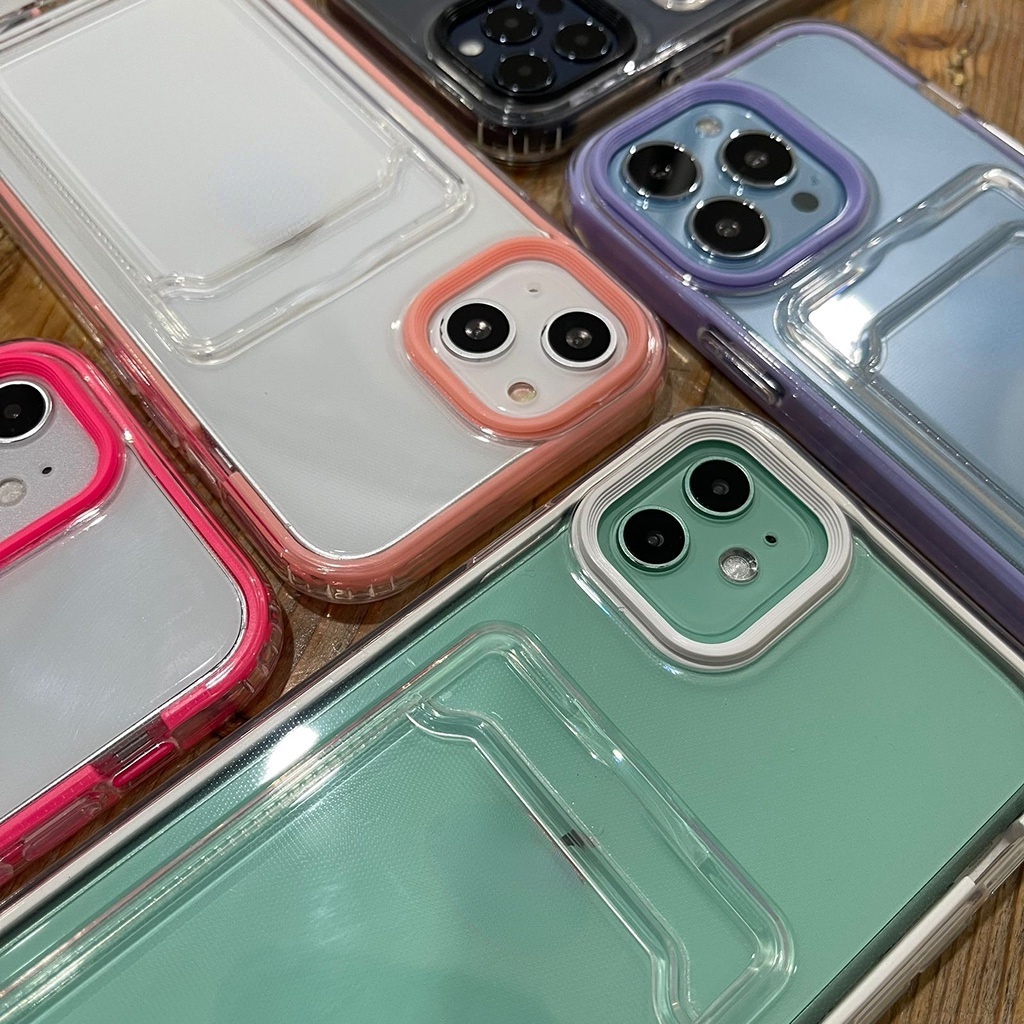 Ốp Điện Thoại TPU Mềm Kèm Ngăn Đựng Thẻ 3 Trong 1 Cho IPhone 14 Pro max 13 12 11 Pro Max Xr 8 7 Plus