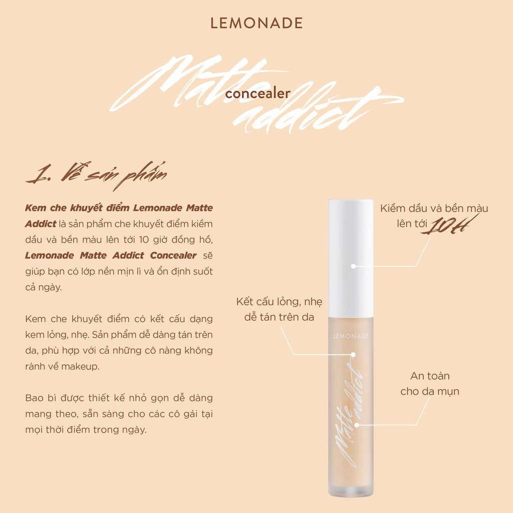 Kem che khuyết điểm Lemonade Matte Addict Concealer 3g