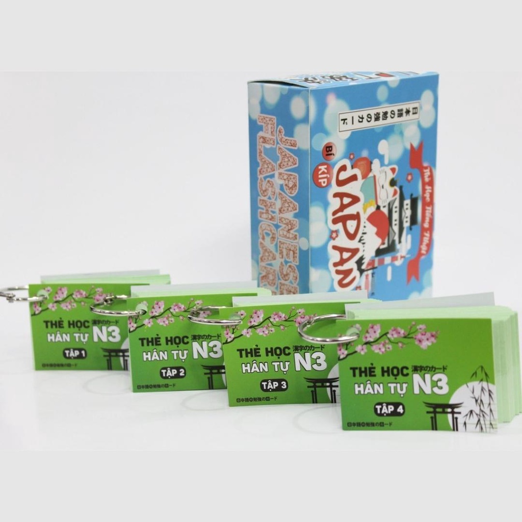 Thẻ Học Tiếng Nhật Kanji N3 Tái Bản Mới Nhất - Flashcard Kanji N3 (4 Tập)