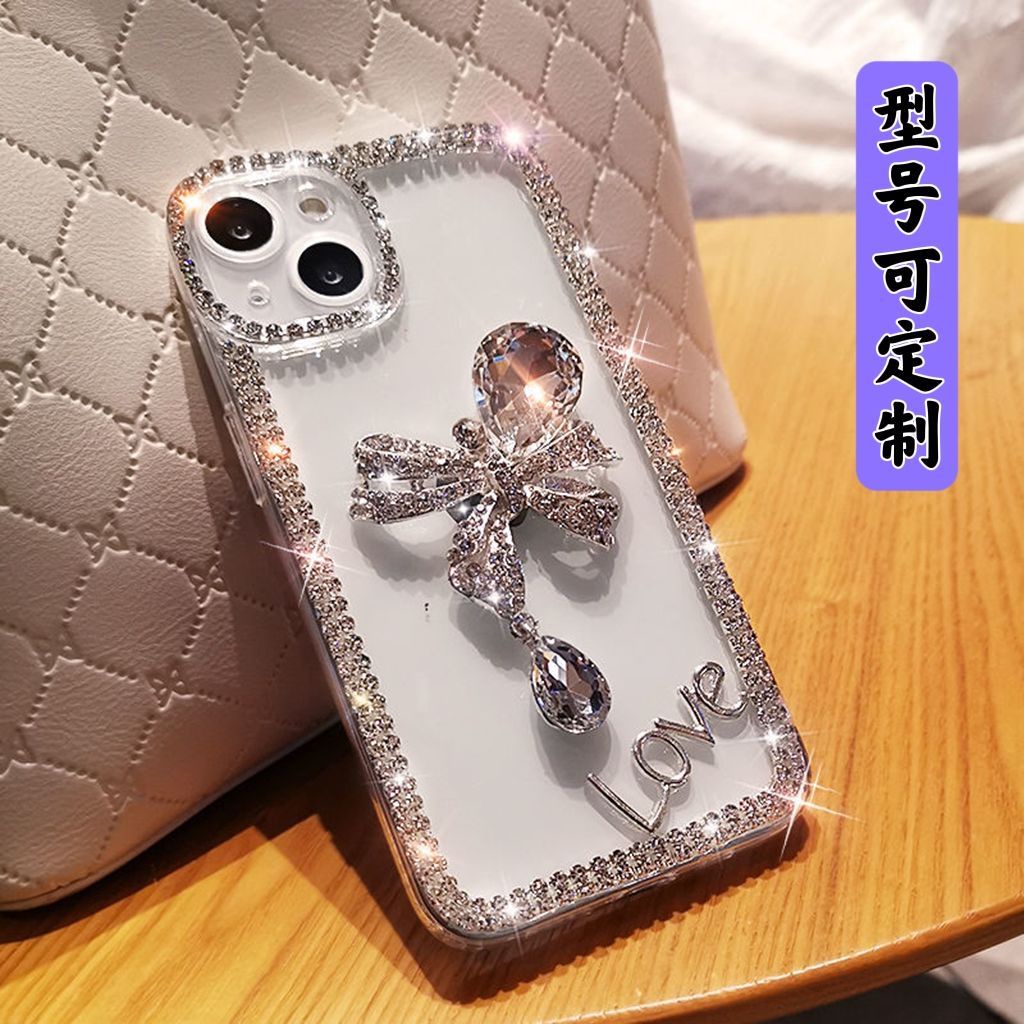 Ốp Điện Thoại Mềm Trong Suốt Đính Nơ Pha Lê Sang Trọng Cho iPhone 7 / 7plus / 8 / 8plus / x / xs / se / xr / 11 / 12 / 13 / 14 / pro / max