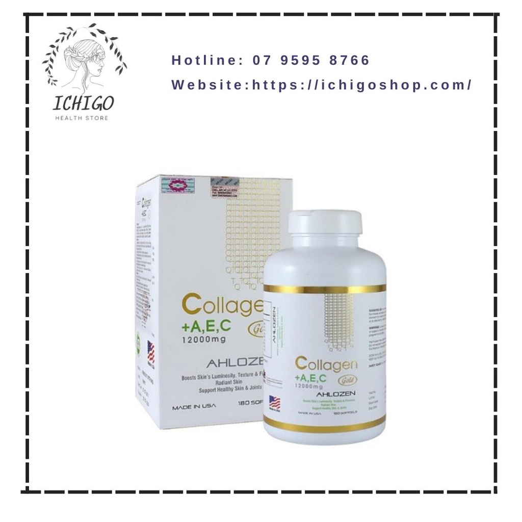 Mẫu mới - hộp 180 viên Collagen AEC Gold 12000mg Ahlozen