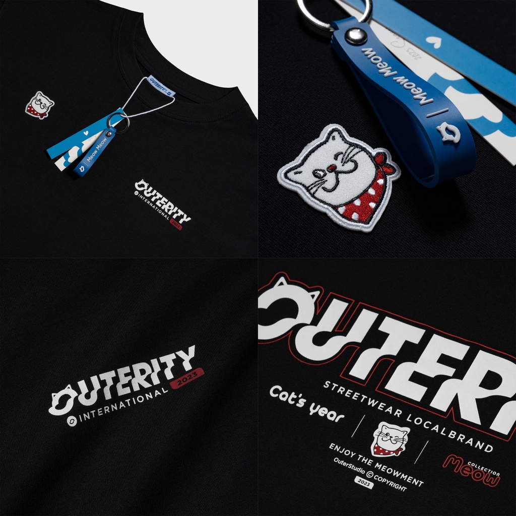 Áo Thun Outerity Meowment | Meow x Tết Ấm Project / Màu Đen - ATO1001