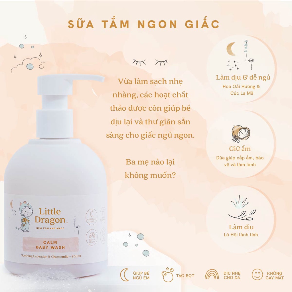 Combo Sữa tắm gội dịu nhẹ 250ML & Kem đa năng chống hăm 100ML Little Dragon dành cho sơ sinh và em bé