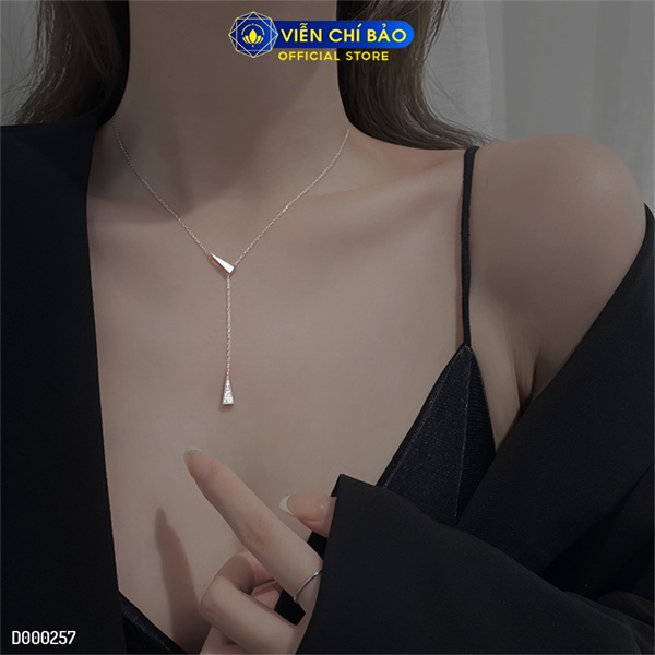 Dây chuyền bạc nữ choker tam giác đính đá chất liệu bạc 925 thời trang phụ kiện trang sức Viễn Chí Bảo D000257
