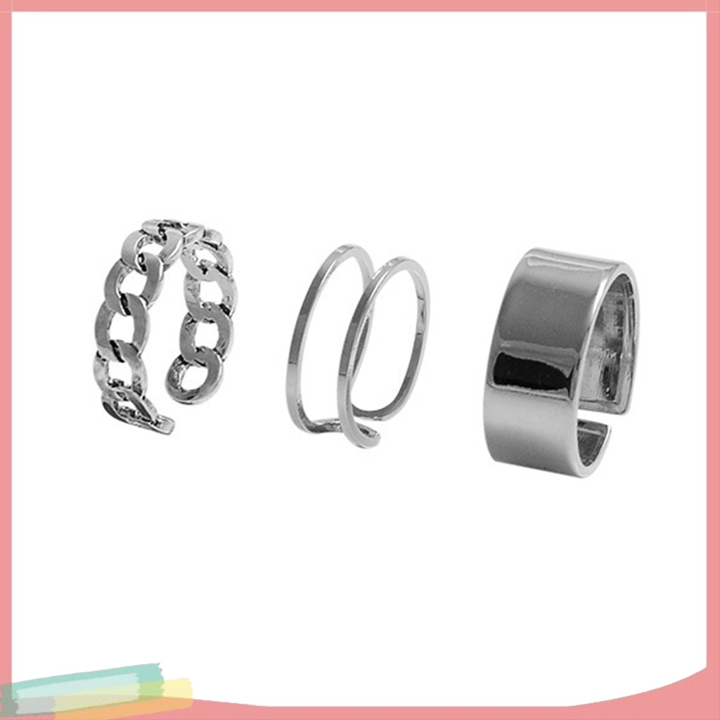 Bộ 3 nhẫn hợp kim mạ vàng / bạc trang trí xinh xắn cho nữ