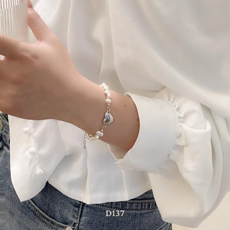 Bộ dây chuyền vòng tay ngọc trai nhân tạo hình tim hottrend phong cách Hàn quốc Annie D135